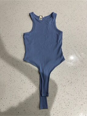 Bozzolo Dusty Blue Ribbed Tank Bodysuit